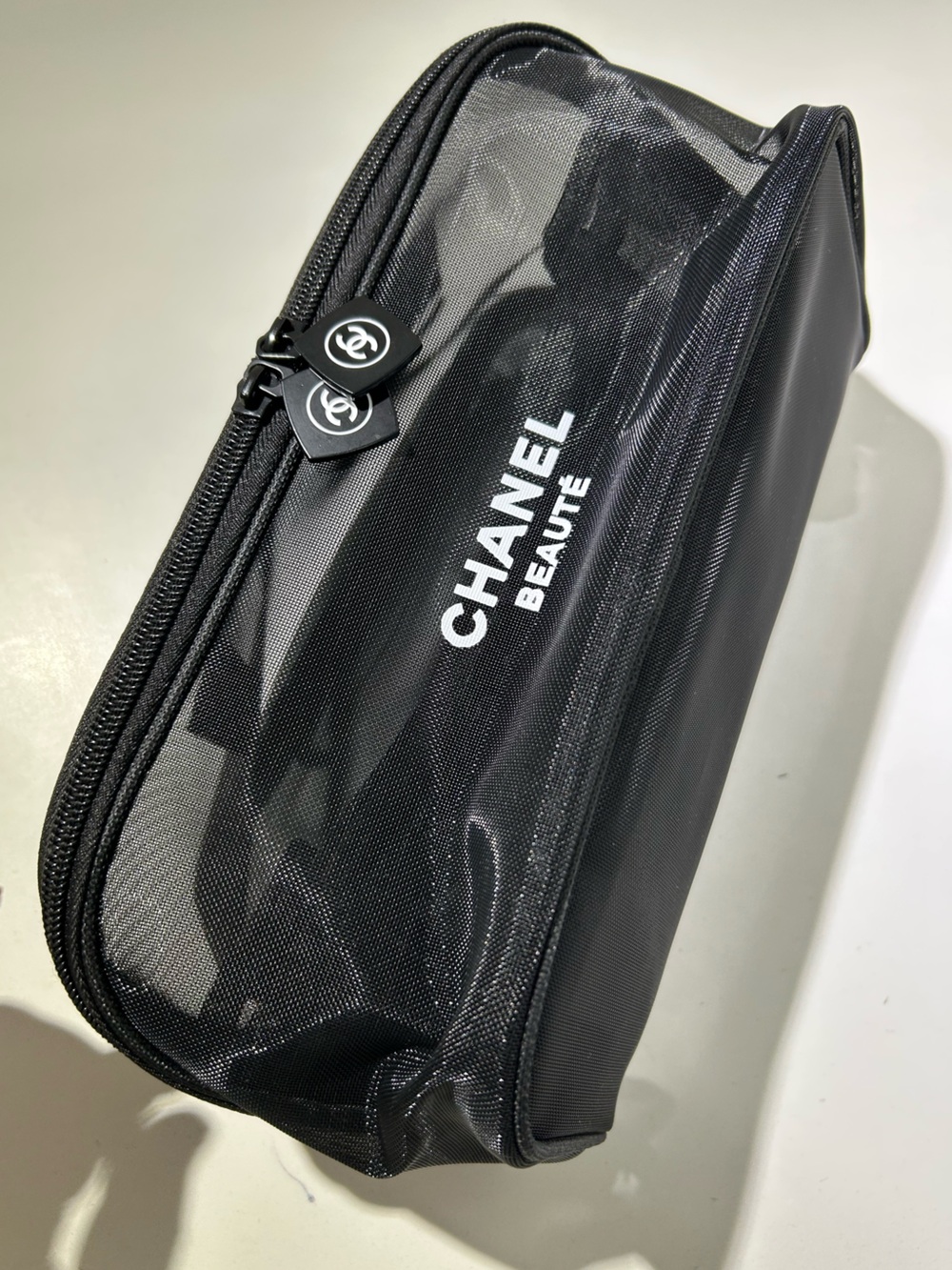 Chanel beauty mesh makeup bag